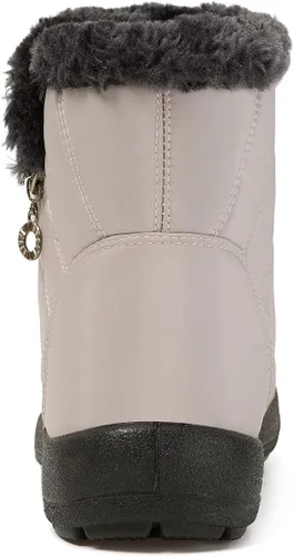 Vista 5 de Eagsouni Botas de nieve para mujer, botas de invierno impermeables con Beige