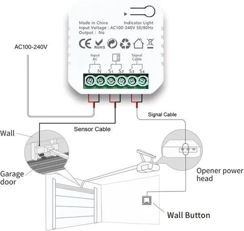 Vista 4 de Kit de abridor de puerta de garaje, APP WiFi remoto inteligente controlador de puerta de garaje para Tuya Zigbee 100?240V