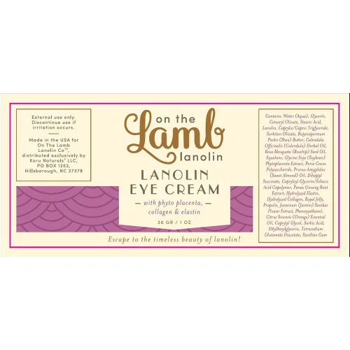 Vista 2 de On the Lamb Crema antienvejecimiento para ojos con lanolina, placenta, manteca de karité, colágeno y elastina, 1 onza
