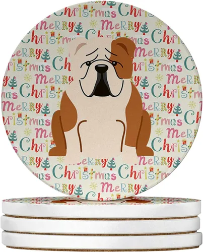 Vista 92 de Abyssinian Sand Terrier Merry Christmas - Posavasos grandes de piedra arenisca (4 unidades)