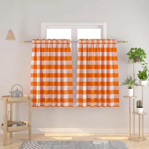 Vista 94 de Cenefas de cortina para ventana de 16 pulgadas de largo, 2 paneles de cuadros búfalo, cortinas pequeñas con bolsillo para barra, estilo clásico