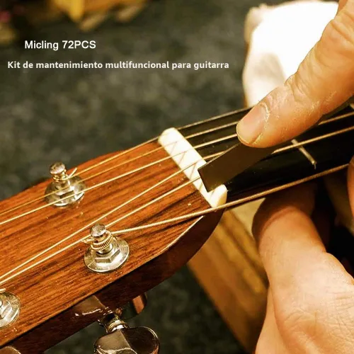 Vista 6 de Kit de herramientas de guitarra de 72 piezas, kit de herramientas de mantenimiento profesional de reparación de guitarra con cuerdas de guitarra