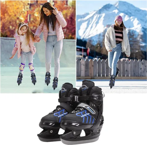 Vista 6 de Patines de hockey para niños, con 4 tamaños ajustables para niños, niñas, jóvenes, hombres, mujeres y principiantes