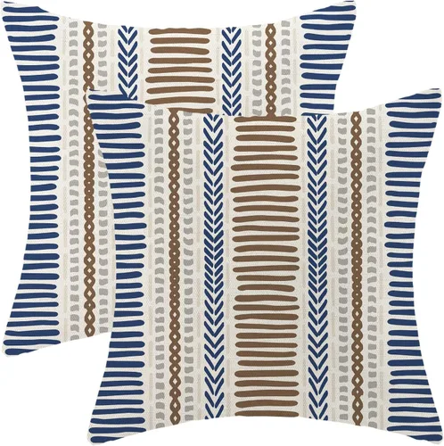 Vista 15 de Fundas de Almohada de Antílope 16x16 Paquete de 2, Fundas de Almohada Decorativas con Estampado de Piel de Animal Azul Marino, Fundas de Almohada