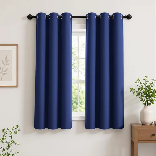 Vista 57 de Cortinas de oscurecimiento de habitación de 45 pulgadas de largo para dormitorio y sala de estar, cortinas térmicas aislantes con ojales
