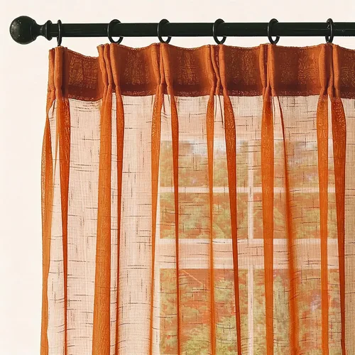 Vista 38 de Cortinas plisadas negras traslúcidas de 84 pulgadas de largo, 2 paneles para dormitorio, lino texturizado, ganchos transparentes para pista