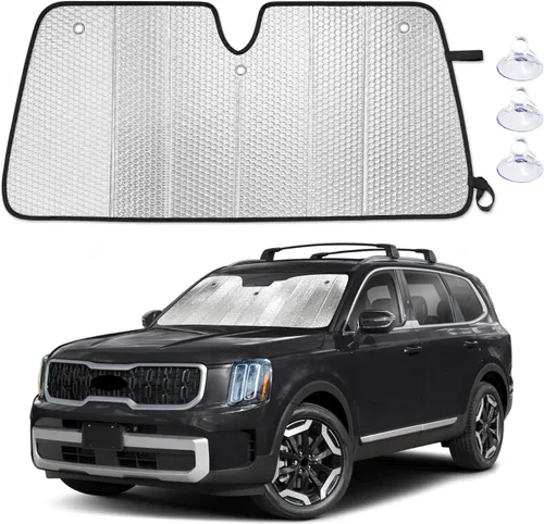 Vista 33 de EcoNour Parasol plegable de acordeón para parabrisas compatible con Tesla Model 3/Model Y 2017-2024 2025 2026, parasol delantero para ventana