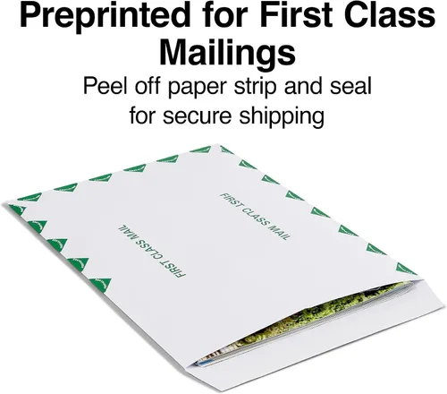Vista 2 de Staples First Class EasyClose - Sobres para catálogo, 9 pulgadas de largo x 12 pulgadas de alto, blanco y verde, 200/caja (ST50191-CCVS)