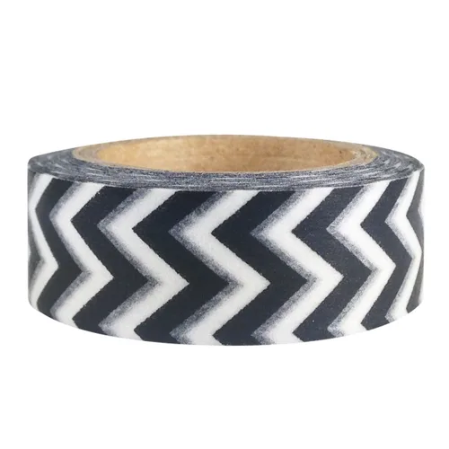 Vista 9 de Wrapables Cinta adhesiva japonesa a rayas Washi - Rayas cortas negras y multicolor