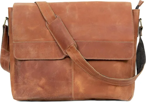 Vista 2 de Bolso de mensajero de piel vintage de 18 pulgadas hecho a mano bolsa para laptop bolsa de mensajero acolchada bolsa de mensajero escolar marrón