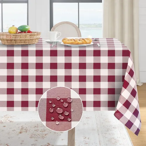 Vista 20 de Softalker - Mantel rectangular a cuadros, impermeable para exteriores, 54 x 120 pulgadas, mantel de búfalo a cuadros, resistente a las manchas