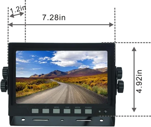 Vista 2 de AHD 1080P Sistema de cámara de visión trasera inversa con cable de 7 pulgadas, línea de guía, cámara de visión nocturna IR impermeable IP69K