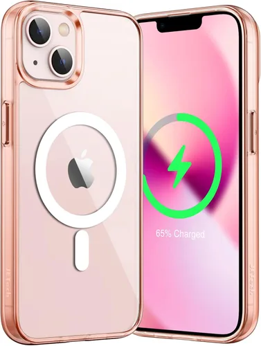 Vista 17 de JETech Funda magnética para iPhone 13 de 6.1 pulgadas, compatible con carga inalámbrica MagSafe, a prueba de golpes, parte trasera transparente