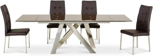 Vista 5 de Zuri Furniture Silla de comedor moderna Charlotte con patas cromadas Marrón