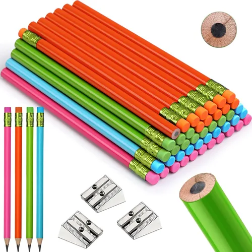 Vista 10 de Fainne 48 lápices de grasa jumbo grandes y gruesos y sacapuntas de 3 piezas para niños, principiantes, preescolares, jardín de infantes, suministros