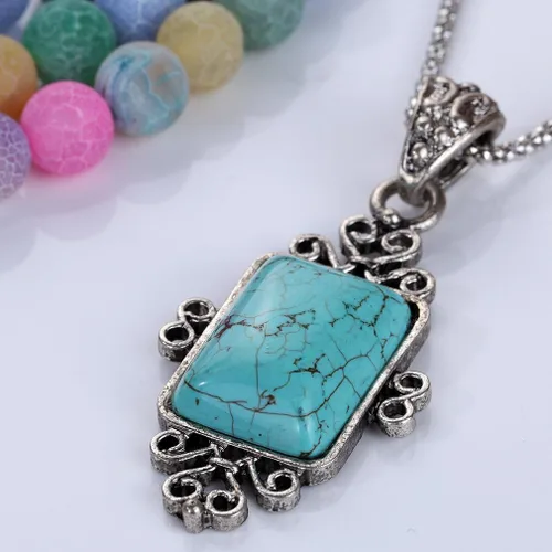 Vista 4 de YAZILIND Collar de estilo étnico Pendientes Forma geométrica Color Resina Collar Pendientes Mujeres Niñas Conjunto de joyas