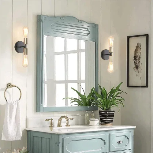 Vista 4 de Retro Metal Wall Lamp Warm Light 3000K Source Double-Headed Sconce Lantern Wall-Mounted Lamps for Balcony Porch Stair Study Indoor Decorative