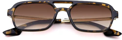 Vista 3 de COASION Lentes de sol planos estilo aviador vintage de los años 70 para mujeres y hombres, diseño cuadrado de metal con protección UV400