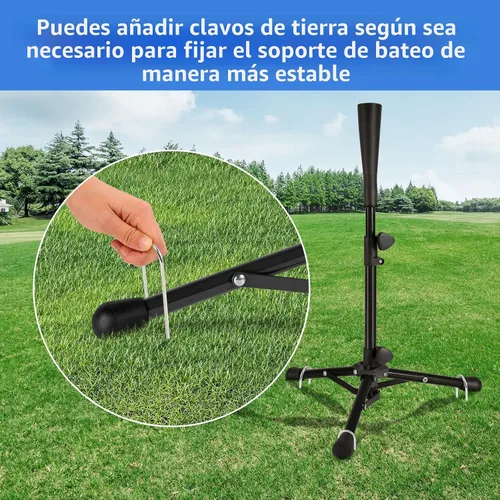 Vista 4 de Baseball Tee For Kids, Easy Adjustable Batting Tee From 20.85 to 31.30 Inches. Foldable and Stable Baseball Tees for Hitting with Portable Bag.