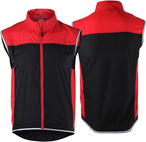 Vista 6 de Pacdeaet Windstopper Chaleco de ciclismo para hombre resistente al viento reflectante impermeable chaleco de viento transpirable
