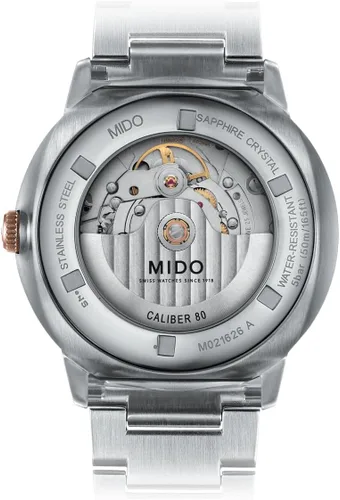 Vista 3 de MIDO Commander Big Date - Swiss Automatic Watch for Men - 42mm Stainless Steel Case - See Through Caseback - 80 Hour Power Reserve