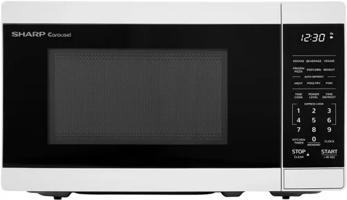 Vista 16 de SHARP Horno microondas compacto de encimera con plato giratorio de carrusel extraíble de 10 pulgadas, 700 vatios, 0.7 pies cúbicos, negro