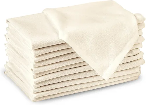 Vista 72 de Encasa XO Juego de 12 servilletas de tela de cóctel Servilletas de mesa de algodón puro Tamaño (9 x 9 pulgadas) B gris sólido Lavable a