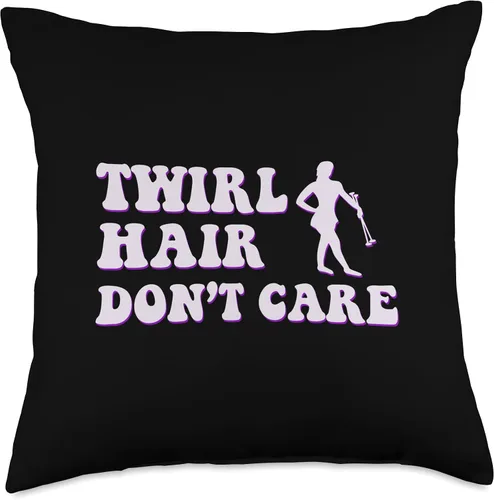 Vista 4 de Funny Baton Dancer Twirling Majorette Gift Idea Baton Twirl Hair Don´t Care - Almohada (16 x 16 pulgadas), multicolor