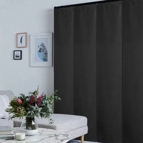 Vista 31 de LETAU - Persianas corredizas 100% opacas con riel, hechas verticalmente para ventanas grandes, puertas corredizas, espacios abiertos y divisores