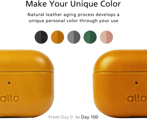 Vista 6 de alto Funda de Cuero Italiano Compatible con AirPods Pro 2ª Generación 2022 Mujeres Hombres Carcasa Rígida Protectora Soporta Carga Inalámbrica LED