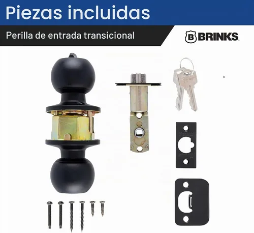 Vista 6 de BRINKS Pomo de Puerta de Entrada con Llave Transicional - Juego de Cerradura de Puerta Exterior Negro Mate, se Combina Perfectamente con la Mate