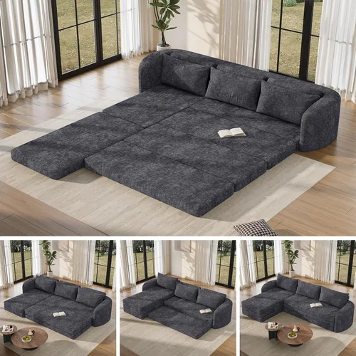 Vista 38 de Vesgantti Sofá modular sin hueso de 114 pulgadas, moderno sofá de 5 plazas en forma de U con 2 otomanas y asientos profundos, sofás de nube