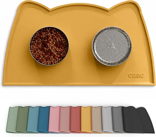 Vista 38 de OHMO - Tapete de silicona para comida para gatos, tapete de alimentación de mascotas para el piso, antideslizante e impermeable, bandeja para agua