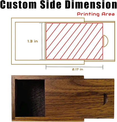 Vista 4 de Caja de regalo de madera pequeña personalizada con tapa deslizante, caja USB de recuerdo de madera personalizada con grabado láser con nombre