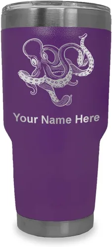 Vista 37 de LaserGram Vaso aislado al vacío de 20 onzas, Kraken, grabado personalizado incluido (negro)