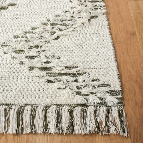 Vista 5 de SAFAVIEH Vermont Collection - Alfombra de pasillo, 2 pies 3 pulgadas x 8 pies, diseño de lana de tejido plano, color marfil y verde, ideal