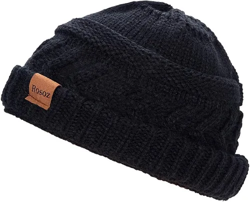 Vista 6 de Rosoz 1&2 Packs Ponytail Beanie for Women,Winter Warm Beanie Tail Soft Stretch Cable Knit Messy High Bun Hat