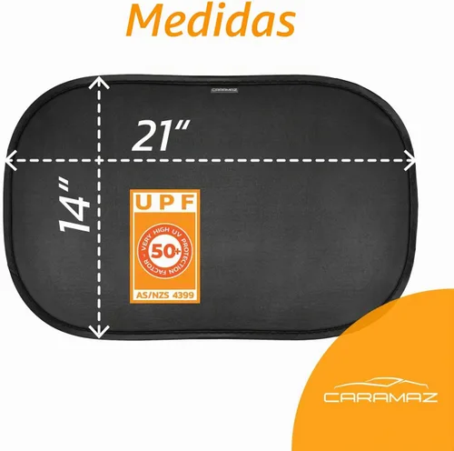 Vista 4 de CARAMAZ Paquete de 2 persianas para ventana de automóvil para bebé con protección UV certificada, 21 x 14 pulgadas Animales (Animals)