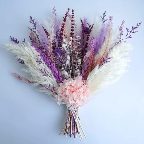 Vista 8 de Decoración de Hierba de Pampa, Ramo de Flores Secas de Otoño - Lavanda, Colas de Conejo, Eucalipto y Flores Preservadas para Jarrones - Arreglos