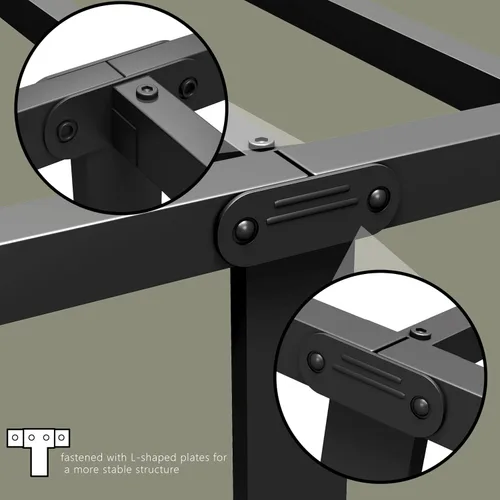 Vista 6 de Base de cama de metal de 14 pulgadas, marco de cama tamaño Queen con espacio de almacenamiento, base de colchón resistente y resistente, fácil
