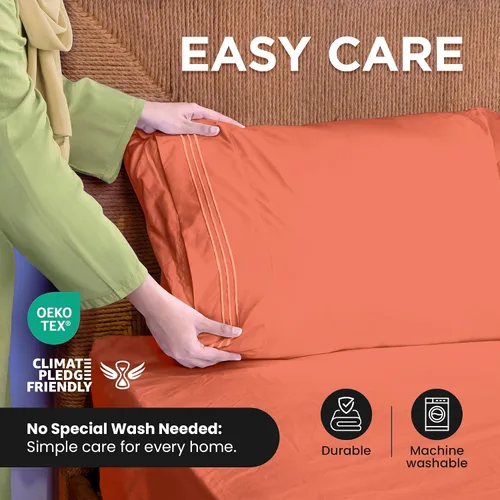 Vista 7 de ROYALE LINENS Juego de sábanas de 3 piezas para cama individual - Ropa de cama de microfibra cepillada suave de 1800 hilos - 1 sábana bajera