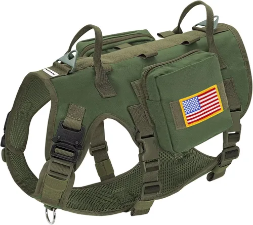 Vista 16 de Forestpaw Arnés para perro de tamaño mediano, arnés táctico para perro con asa, chaleco de servicio militar sin tirones con bolsillos ajustables