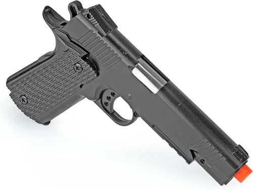 Vista 4 de BBTac Pistola Airsoft 1911 - Pistola de metal Airsoft con resorte accionado, construcción de aleación de metal de alta precisión FPS (negro táctico)
