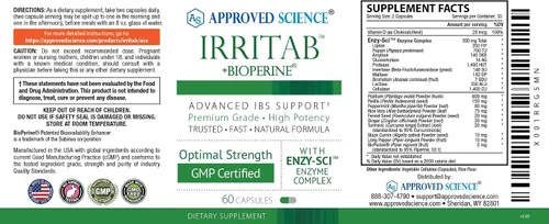 Vista 7 de Approved Science Irritab - Apoyo a la digestión irritable - 10 enzimas digestivas y psyllium, jengibre, cúrcuma - Suplemento para gases e hinchazón