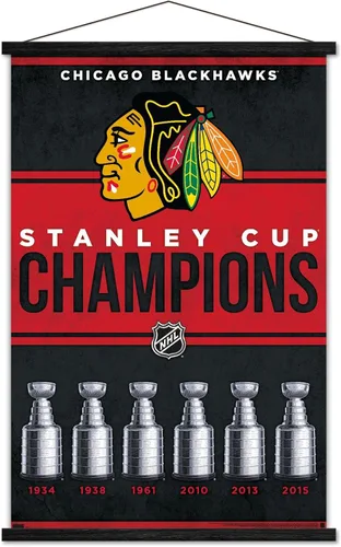 Vista 7 de Trends International NHL Chicago Blackhawks - Póster de pared Champions 23, 22.37 x 34.00 pulgadas, paquete de impresión premium y colgador