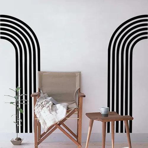 Vista 11 de Kazova - Calcomanía de arco de pared marrón - Grandes calcomanías modernas de estilo boho para cabecero, abstractas, retro, para despegar y pegar