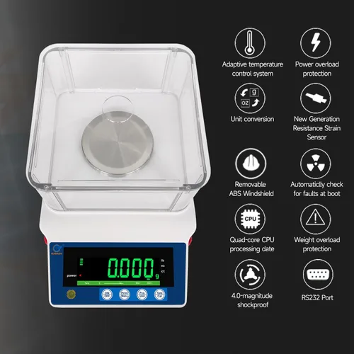 Vista 5 de 3.53 oz X 0.00 oz Escala digital precisa de gramos de laboratorio Balanza electrónica analítica de laboratorio Escala de miligramo de laboratorio