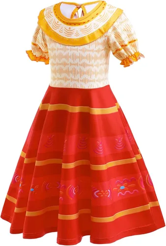 Vista 2 de Vestido de disfraz de princesa para niñas con diadema roja, gargantilla de corazón, aretes de Halloween, accesorios de cosplay