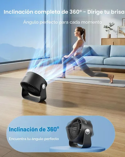Vista 6 de Gaiatop Ventilador de escritorio pequeño recargable, ventilador personal de 5 pulgadas con batería de 4000mAh, control táctil con pantalla LED