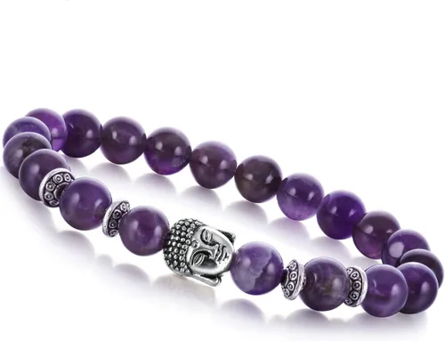 Vista 12 de Joya brazalete con gemas redondas de 8 mm, brazalete para los chacras, regalo de cumpleaños 4 pzas